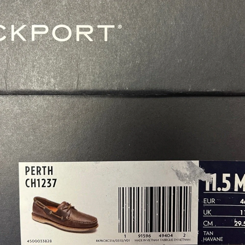 Rockport Perth Boat Shoes 11.5 M Dark Brown Leather Loafers CH1237 Old Money NEW